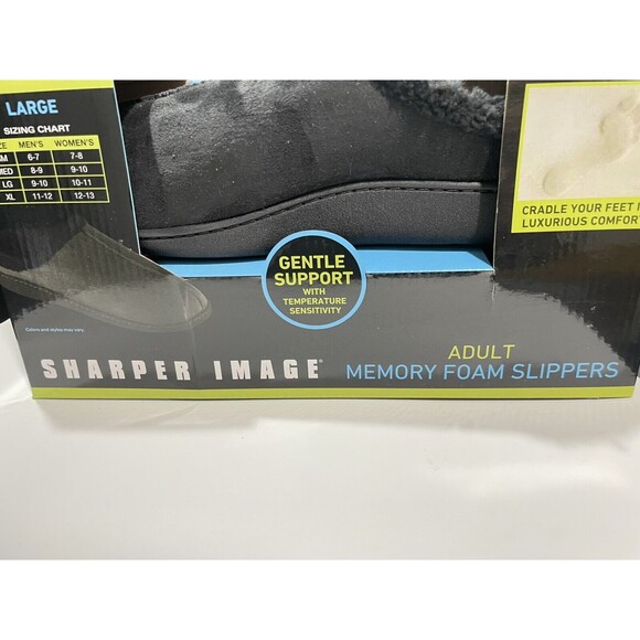 Sharper Image Black Memory Foam Slip on Slippers Moccasin Ultra Soft Foam Large - Picture 7 of 11